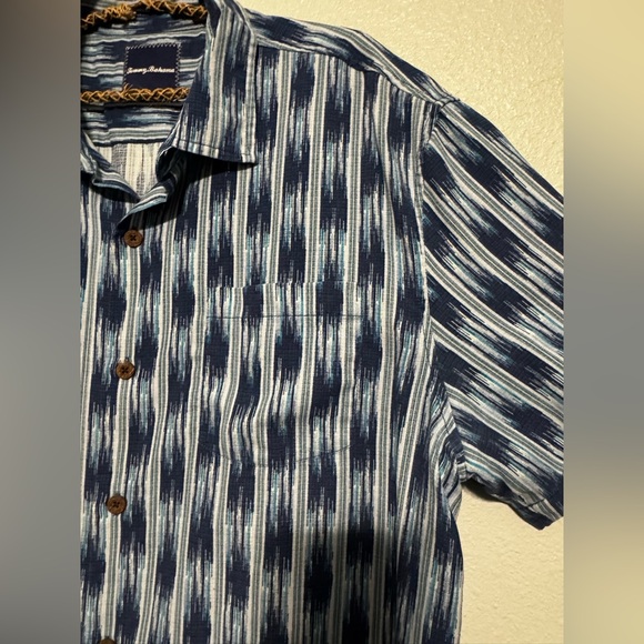 Tommy Bahama Men’s Camp Shirt Ikat Short Sleeve Blue Silk Blend Size‎ XL - Picture 4 of 10